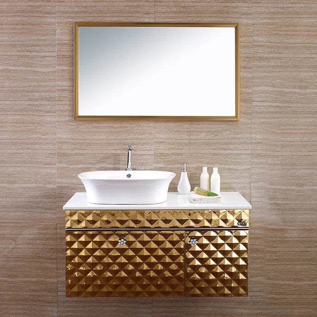 Image showcasing Luxury Gold Edition - BATHROOM CABINET STAINLESS STEEL – La Moderno