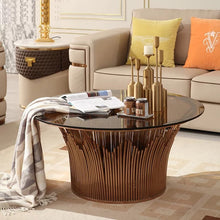 Load image into Gallery viewer, New Model Luxury Design Round Coffee Tables Villa Round Center Table Convertible Metal Frame Tempered Glass Top Tea Table  90*90*45cm Coffee Table