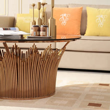 Load image into Gallery viewer, New Model Luxury Design Round Coffee Tables Villa Round Center Table Convertible Metal Frame Tempered Glass Top Tea Table  90*90*45cm Coffee Table