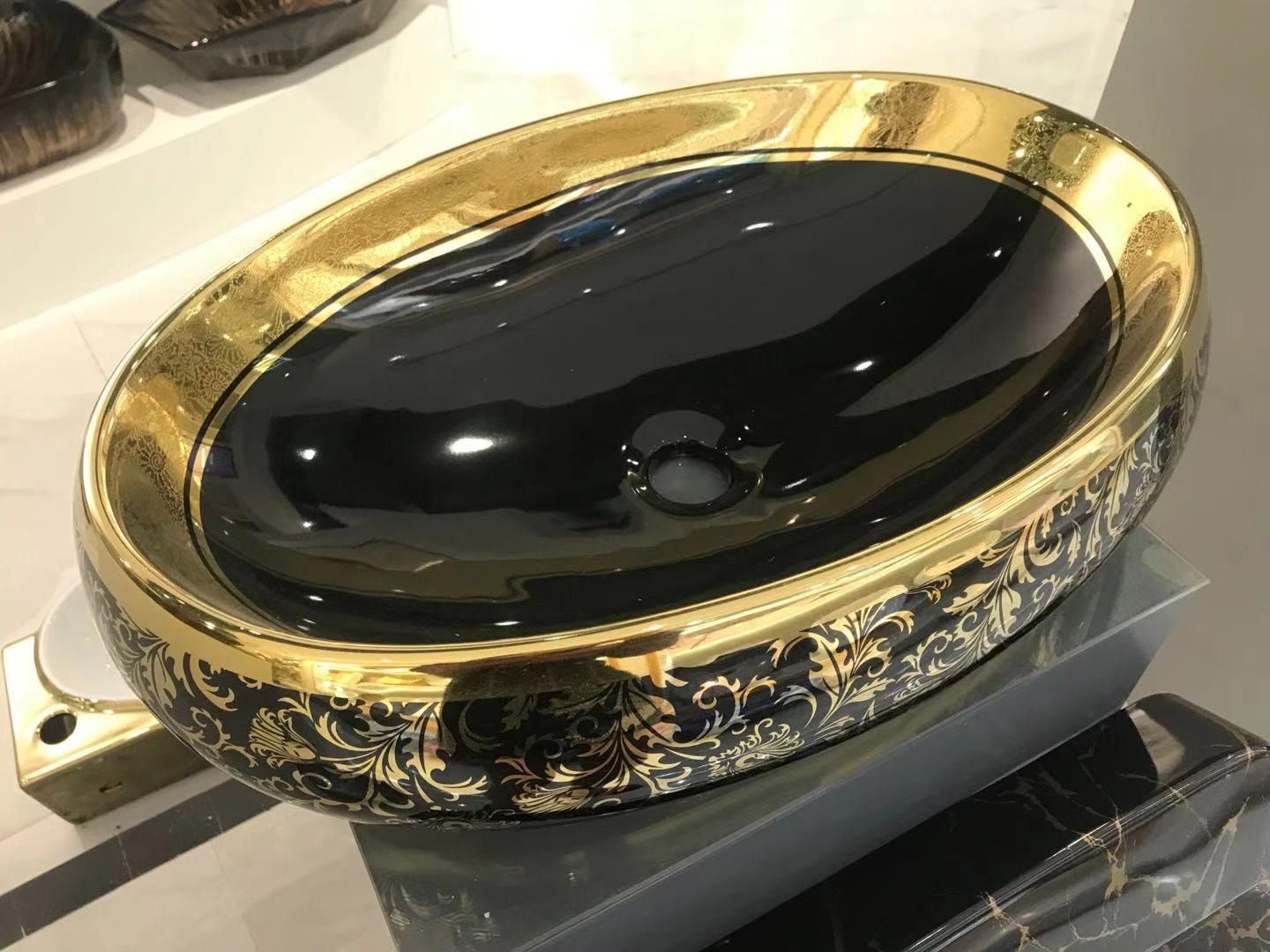 Black and Gold Basin - Bathroom Accessories
