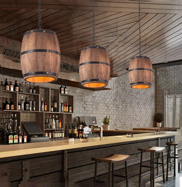 Rustic Style Pendant Lamp Barrel