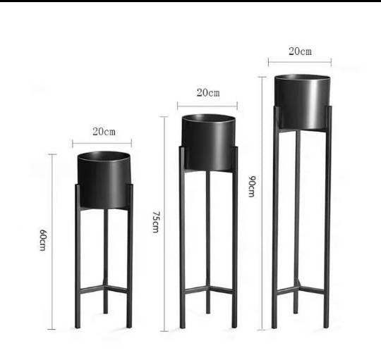 Iron Black Garden Plant Pot Set Gold 3pcs