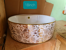Load image into Gallery viewer, Porcelain bathroom accessories wash basin Floral Leaf Pattern
