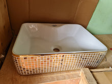 Load image into Gallery viewer, Porcelain bathroom accessories wash basin Square Pattern Gold