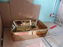 Load image into Gallery viewer, Hand Wash Basin Gold and White Theme Bathroom Accessories Sink