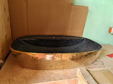 Загрузить изображение в средство просмотра галереи, Porcelain Electroplated Sink Tabletop Bathroom Wash Basin Gold Glossy with Inside Black