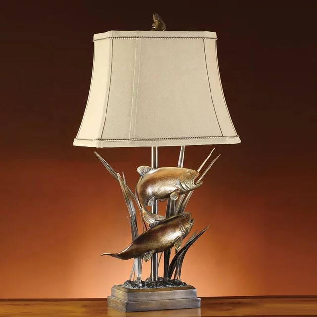 Living room accent decorative antique bronze fish table lamps for home La Moderno