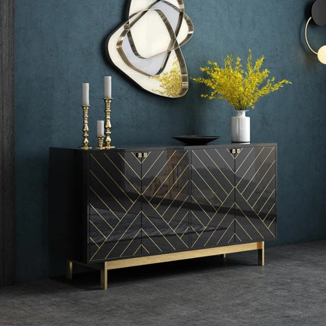 Console Table Stainless steel Back and Gold Lining Home Equipment