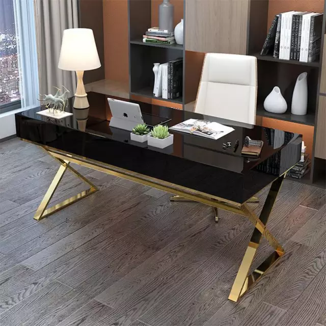 Office Table Stainless Steel White Gold Executives TableOffice Table Electroplated