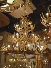 Cargar y reproducir el video en el visor de la galería, Rustic Theme Chandelier Retro Resin Deer Horn LED Pendant Lamps
