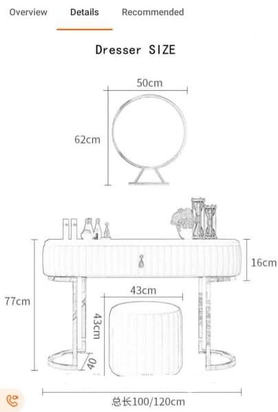 Complete set marble top stainless steel