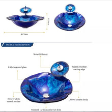 Load image into Gallery viewer, Cabinet Countertop Luxury Hand Wash Bathroom Glass Basin Unit Vessel Sink for Hotel with Faucet and Pop Up Drainer Included