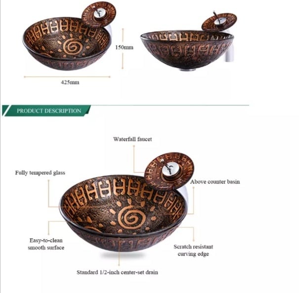 Brown Pattern Texture Face Wash Washroom Vanity Small Washbasin Black Matte Basins Bathroom Sinks