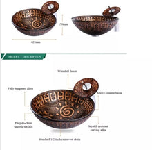 Load image into Gallery viewer, Brown Pattern Texture Face Wash Washroom Vanity Small Washbasin Black Matte Basins Bathroom Sinks