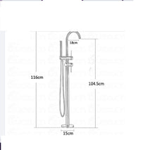 Cargar imagen en el visor de la galería, Bathroom Brushed Gold Floor Mount Free Standing Bathtub Faucet Shower System Set PVD High End