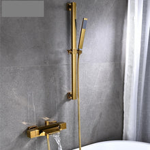 Cargar imagen en el visor de la galería, Bathroom Wall Mounted Bath Shower Faucets Set Double Handles Brass Gold Bathtub Faucets