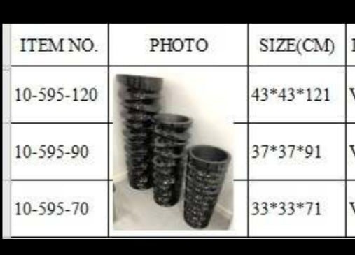 Black Vase For Real Plants And Artificial Plants Set of 2 / sizes: 121 height and 71cm height