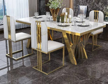 Load image into Gallery viewer, Dining Table Classic Set Furniture Modern Luxury 6seater Stainless Steel and marble Top