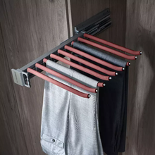 Загрузить изображение в средство просмотра галереи, Pull Out Closet Pants Hanger Bar Steel SIDE Mounted Trousers Rack Clothes Organizers with 9 Arms for Space Saving