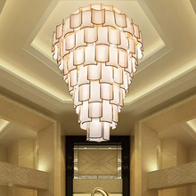 Load image into Gallery viewer, Copper parchment chandelier customize ceiling luxury large hotel chandelier for high ceilings