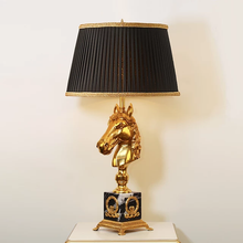 Load image into Gallery viewer, crystal table lamp hand-made light in lost-wax with french style of classic light brass shade cloth lampshade