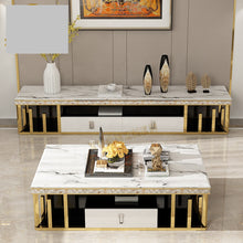 Load image into Gallery viewer, Home furniture living room sets gold center table luxury coffee tables and tv stand modern marble coffee table for sale