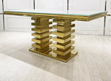 Load image into Gallery viewer, White Tempered Glass Top Metal Sweetheart Royal Design Dining Table Sets