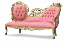 Load image into Gallery viewer, Royal Wedding Decor Chaise Lounge Wooden Bride Groom Sofa