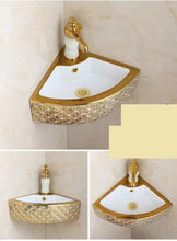 Load image into Gallery viewer, Luxury Wall hanging Basin Porcelain Pattern Gold Electroplating