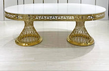 Load image into Gallery viewer, Oval Catering Dining Table Electroplated Gold Stainless steel 180cm customize Price Different