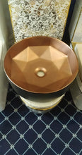 Load image into Gallery viewer, Matt Black Rose-Gold Inside Bathroom sanitary ware Counter Top Luxury Hand Wash Basin