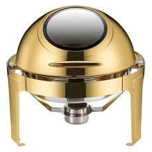 Load image into Gallery viewer, Luxury Large Stainless Steel Chafing Dish Gold 6.5L Big Roll Top Round Catering Chafing Dish Food Warmer