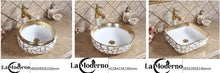 Load image into Gallery viewer, Porcelain Bathroom Accessories Wash Basin Gold White Round