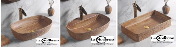 Bathroom Accessories Ceramic Hand Wash Basin Brown Rustic