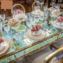 Load image into Gallery viewer, Luxury stainless steel frame glass wedding mirror dining rectangle italian dining table for events