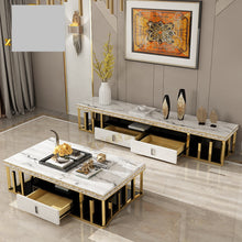 Load image into Gallery viewer, Home furniture living room sets gold center table luxury coffee tables and tv stand modern marble coffee table for sale