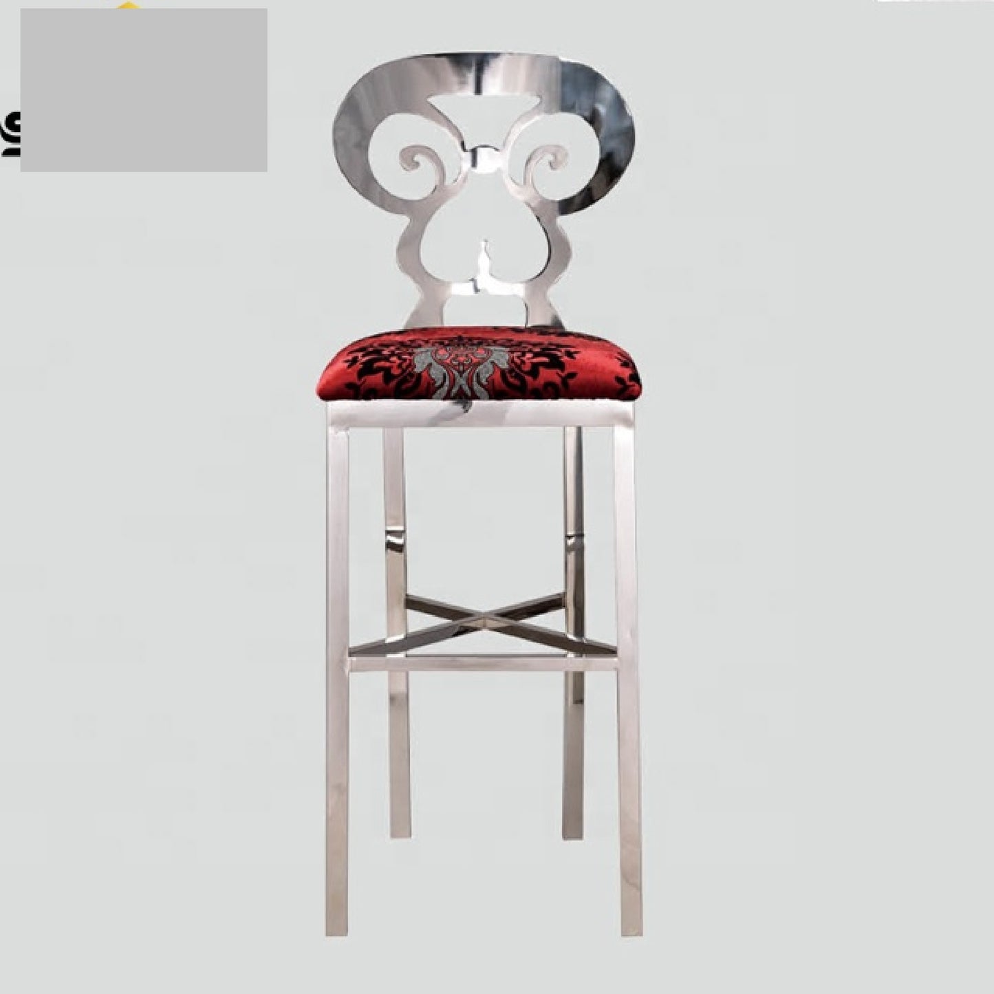 Luxury gold metal frame velvet bar chair