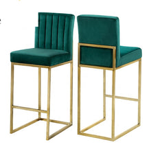 Charger l'image dans la galerie, Colorful Velvet Fabric Stainless Steel Restaurant Dining bar Chair