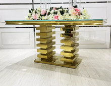 Load image into Gallery viewer, White Tempered Glass Top Metal Sweetheart Royal Design Dining Table Sets