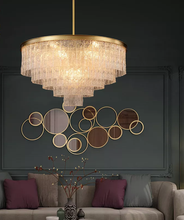 Load image into Gallery viewer, Home Decor Designer Art Glass Sheet Brass Copper Postmodern Contemporary Chandelier Pendant Lamp For Living Room
