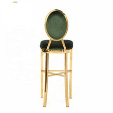 Load image into Gallery viewer, Modern hotel furniture factory stainless steel wedding chair high bar stool metal leather bar chair for sale