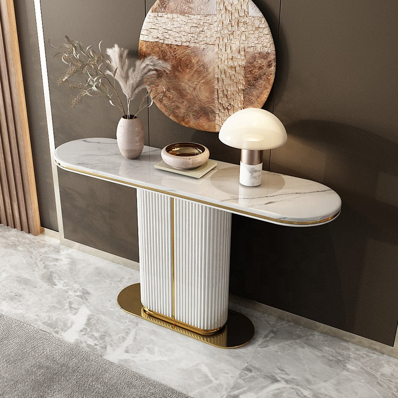Luxury style hotel apartments living room marble furniture sidetable console table entryway table