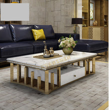Load image into Gallery viewer, Home furniture living room sets gold center table luxury coffee tables and tv stand modern marble coffee table for sale