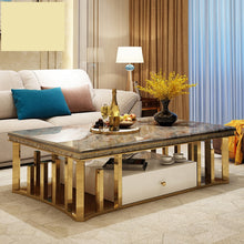 Load image into Gallery viewer, Home furniture living room sets gold center table luxury coffee tables and tv stand modern marble coffee table for sale