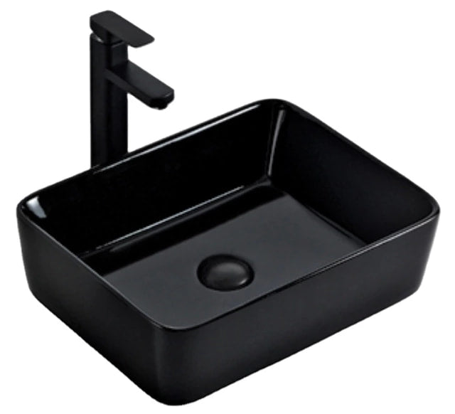 Rectangular Black Porcelain Bathroom Accessories Wash Basin