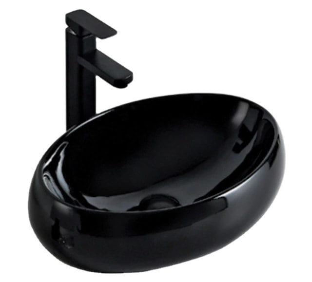 Modern Glossy Black Porcelain Bathroom Accessories Wash Basin