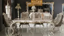 Load image into Gallery viewer, luxury dining wine cabinet set golden foil hand carved Italian style dining room furniture dining table