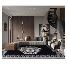 Load image into Gallery viewer, Luxury Carpet Black and White Wool Sink Rug