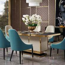 Load image into Gallery viewer, Luxury modern furniture wood and stainless steel dining room set