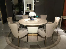 Load image into Gallery viewer, Luxury modern wood stainless steel leather material furniture sets dining room